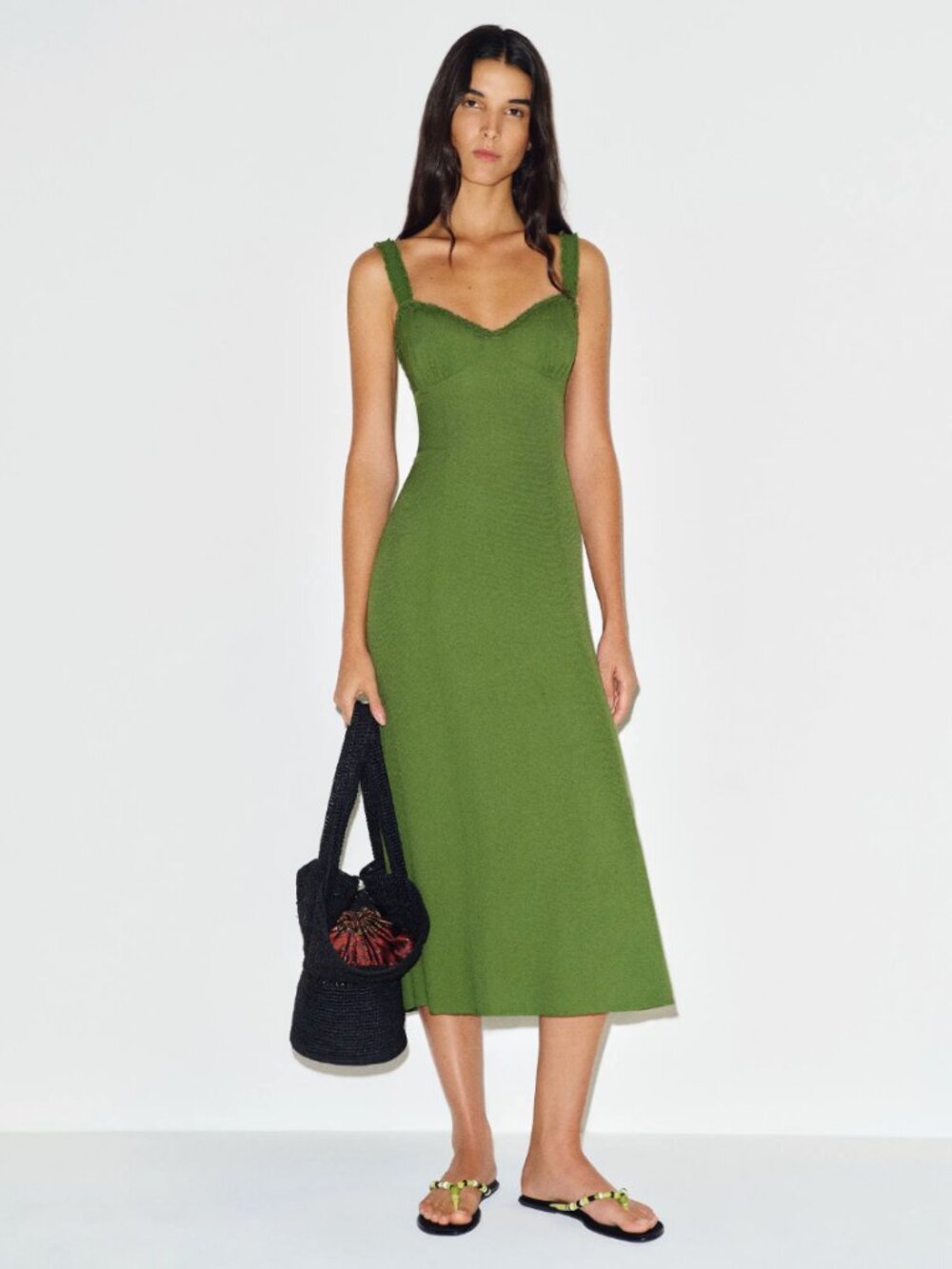 Reformation Tully Dress in Palm Green